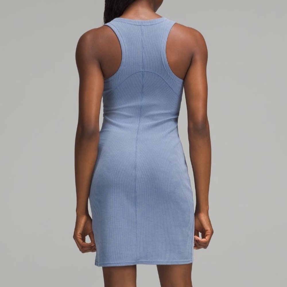 lulu oasis blue ribbed softstreme slim-fit tank mini dress
